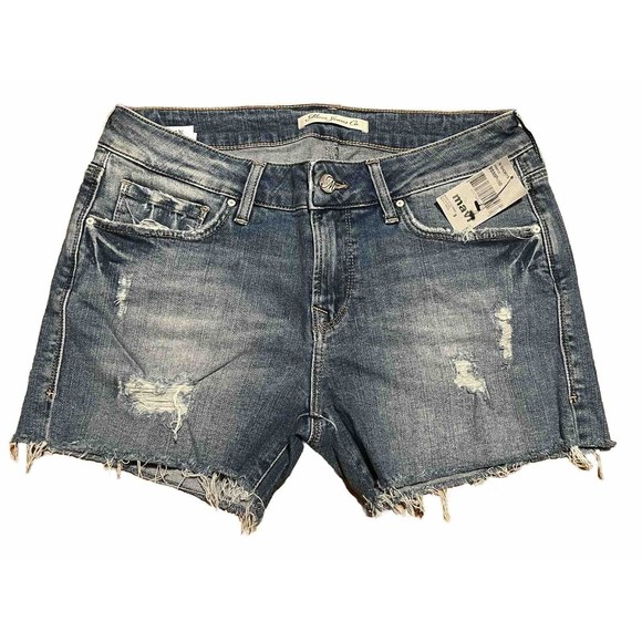 Mavi Jeans Womens Short Size 27 Blue Emily‎ Distressed Cut Off Grunge - Picture 1 of 8
